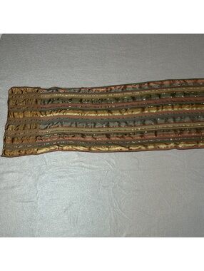 Vintage Striped Multicolor Scarf with Metallic Thread Detail